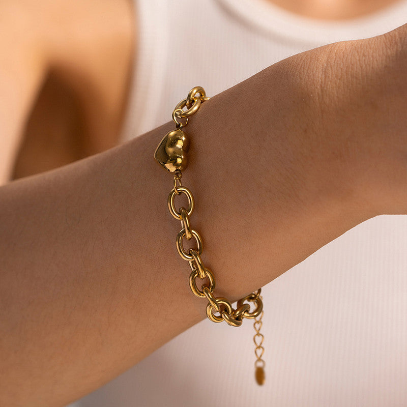 Jewels Galaxy Gold Plated Anti Tarnish Stainless Steel Heart themed Wraparound Bracelet