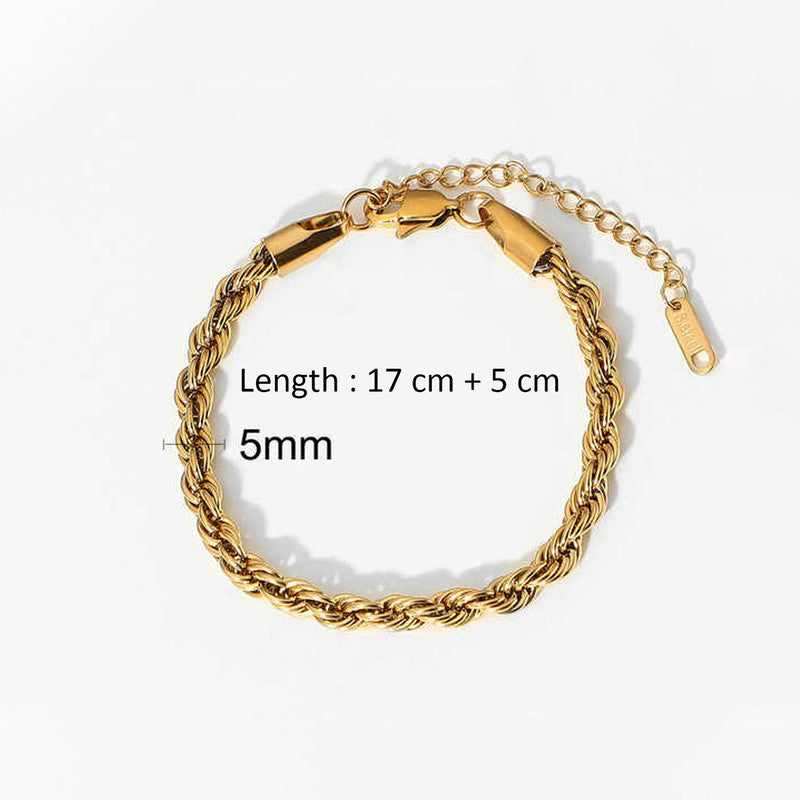 Jewels Galaxy Gold Plated Anti Tarnish Stainless Steel Thin Chain Rope Style Wraparound Bracelet