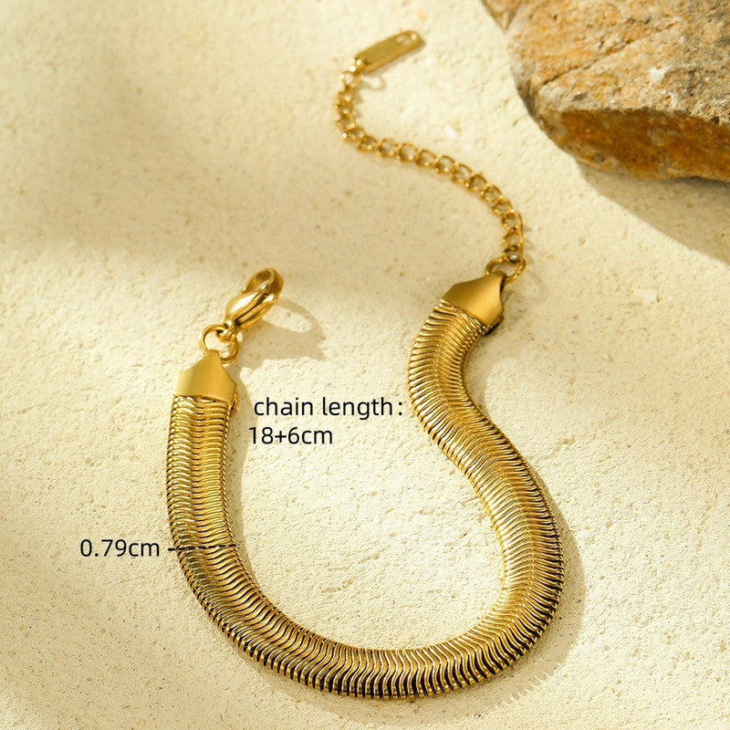 Jewels Galaxy Gold Plated Anti Tarnish Stainless Steel Flat Snake Chain Wraparound Bracelet