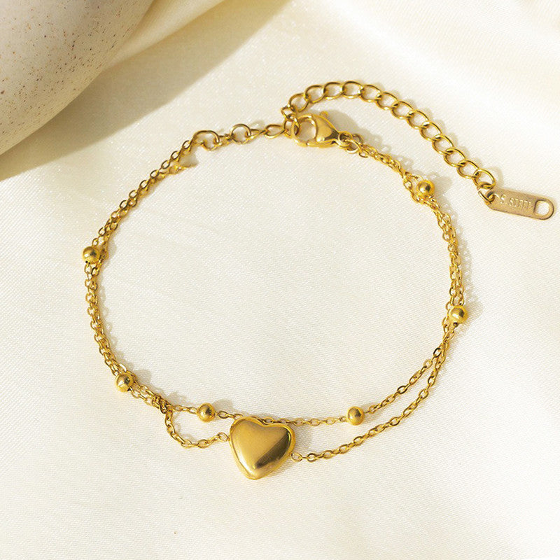 Jewels Galaxy Gold Plated Anti Tarnish Stainless Steel Heart Themed Wraparound Bracelet