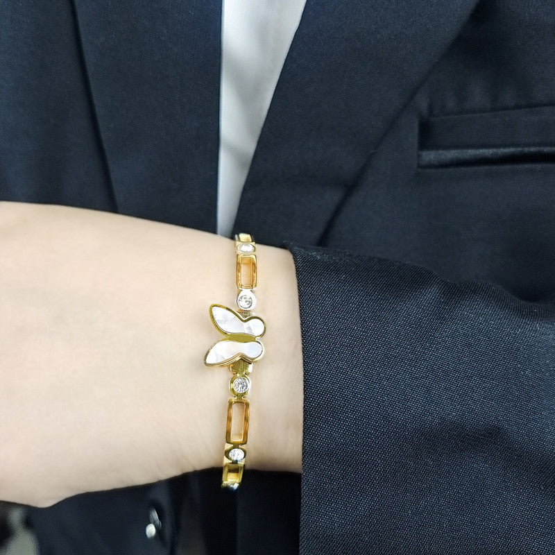 Jewels Galaxy Stainless Steel Butterfly inspired MOP Contemporary Anti-Tarnish Bracelet