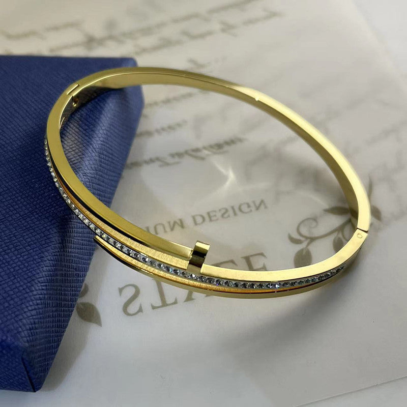 Jewels Galaxy Stainless Steel American Diamond Studded Anti-Tarnish Bracelet For Women