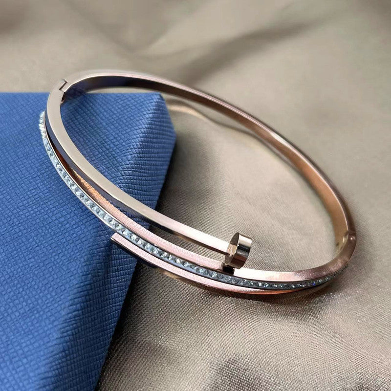 Jewels Galaxy Stainless Steel American Diamond Studded Anti-Tarnish Bracelet For Women