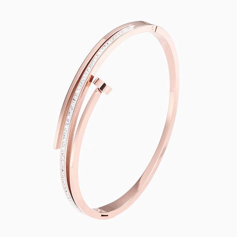 Jewels Galaxy Stainless Steel American Diamond Studded Anti-Tarnish Bracelet For Women