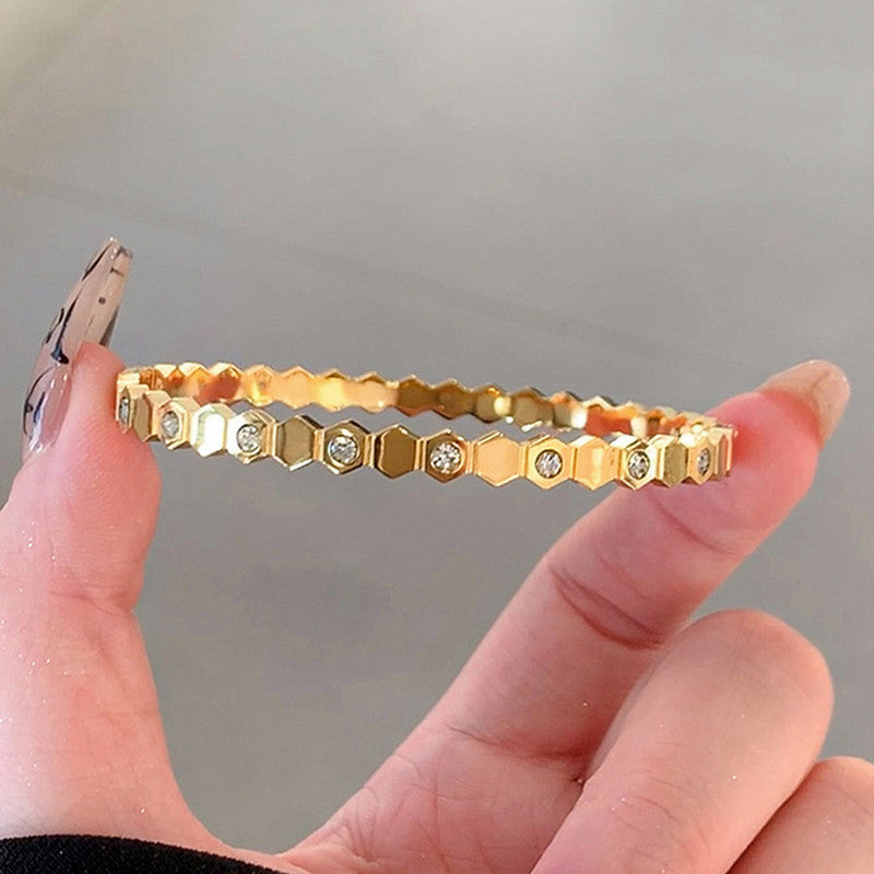 Jewels Galaxy AD Bangle-Style Hexagonal Anti Tarnish Bracelet