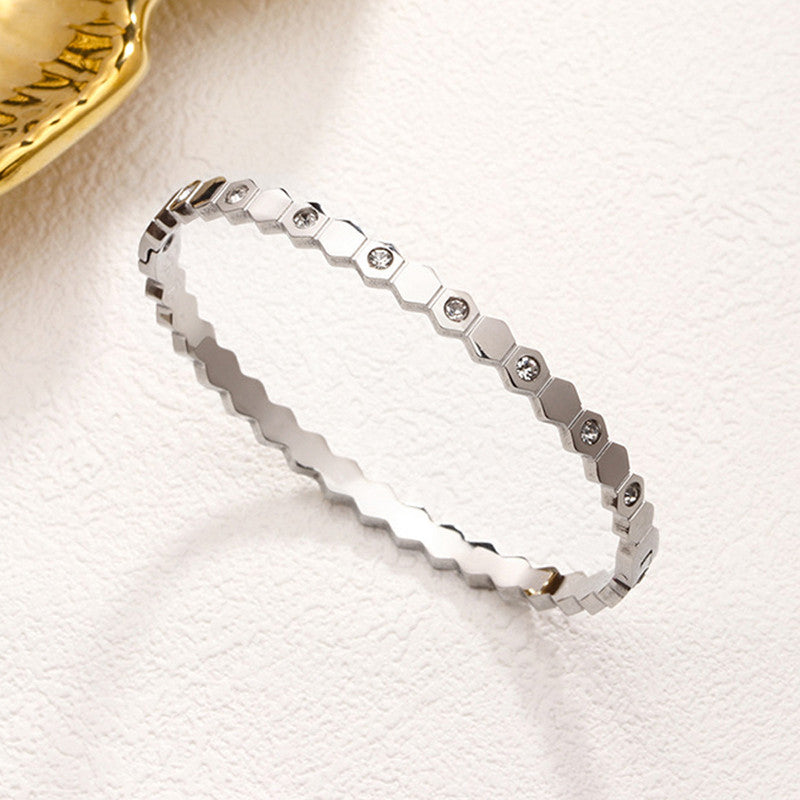 Jewels Galaxy AD Bangle-Style Hexagonal Anti Tarnish Bracelet
