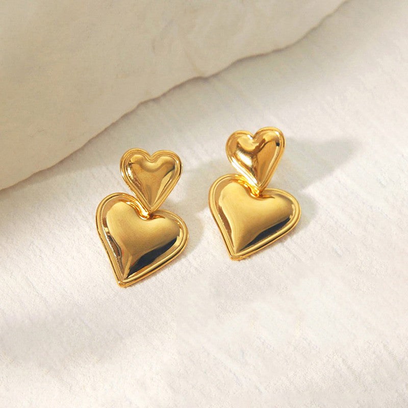 Jewels Galaxy Gold Plated Anti Tarnish Heart Themed Earrings