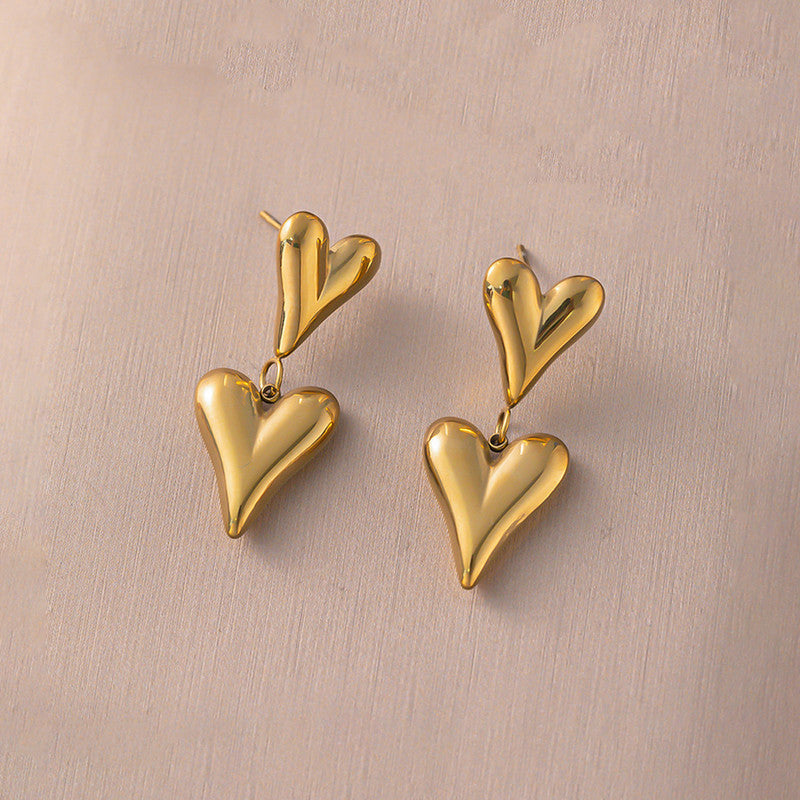 Jewels Galaxy Gold Plated Anti Tarnish Heart Themed Earrings