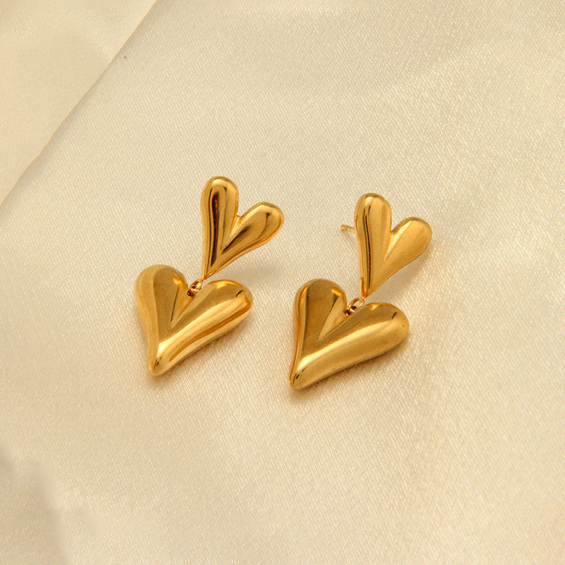 Jewels Galaxy Gold Plated Anti Tarnish Heart Themed Earrings