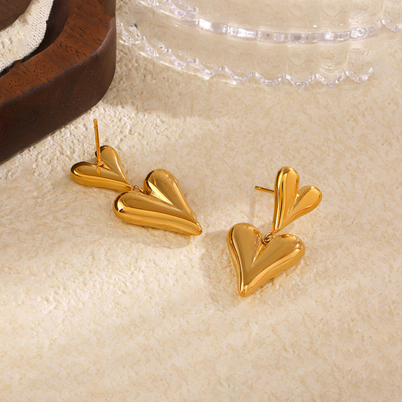 Jewels Galaxy Gold Plated Anti Tarnish Heart Themed Earrings