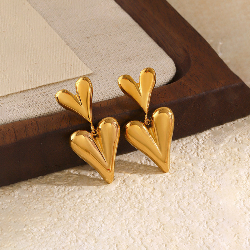 Jewels Galaxy Gold Plated Anti Tarnish Heart Themed Earrings