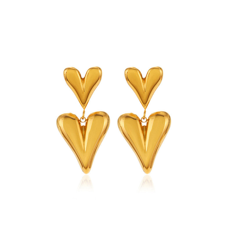 Jewels Galaxy Gold Plated Anti Tarnish Heart Themed Earrings
