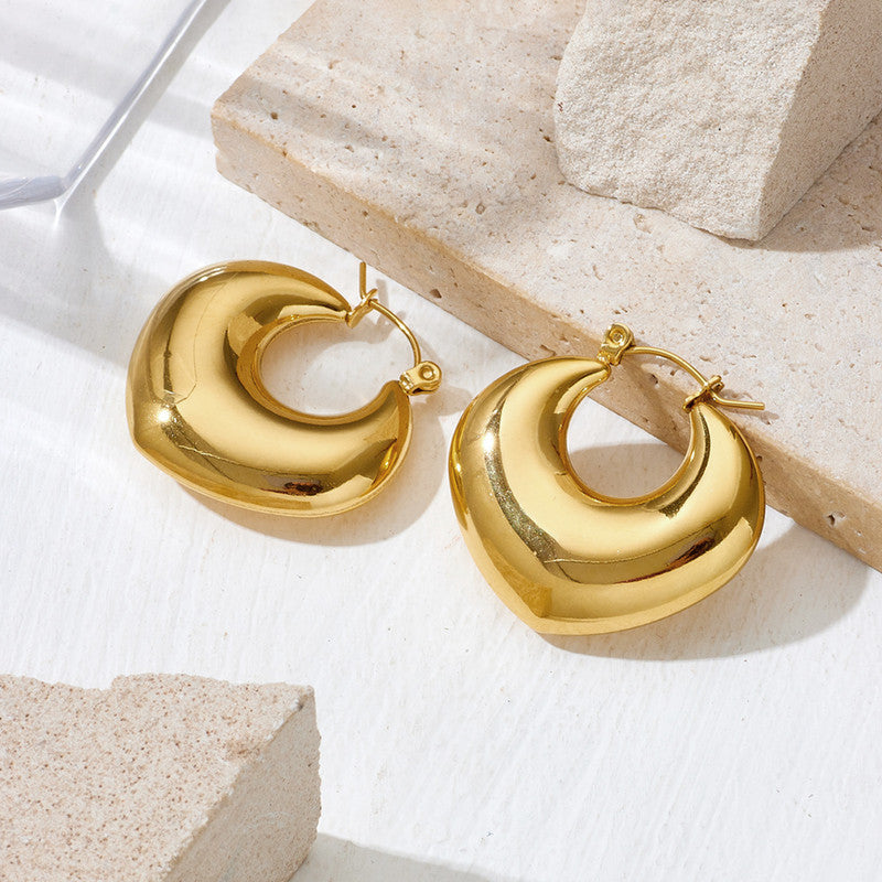 Jewels Galaxy Gold Plated Anti Tarnish Chunky Statement Hoop Earrings