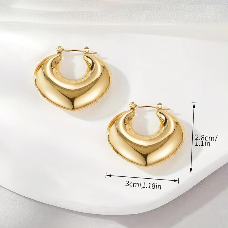 Jewels Galaxy Gold Plated Anti Tarnish Chunky Statement Hoop Earrings