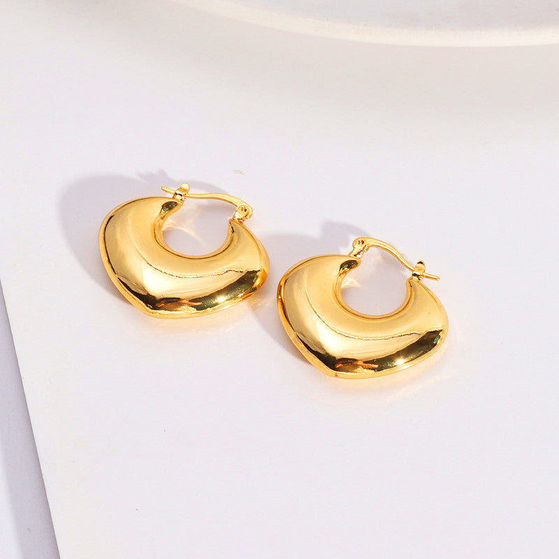 Jewels Galaxy Gold Plated Anti Tarnish Chunky Statement Hoop Earrings