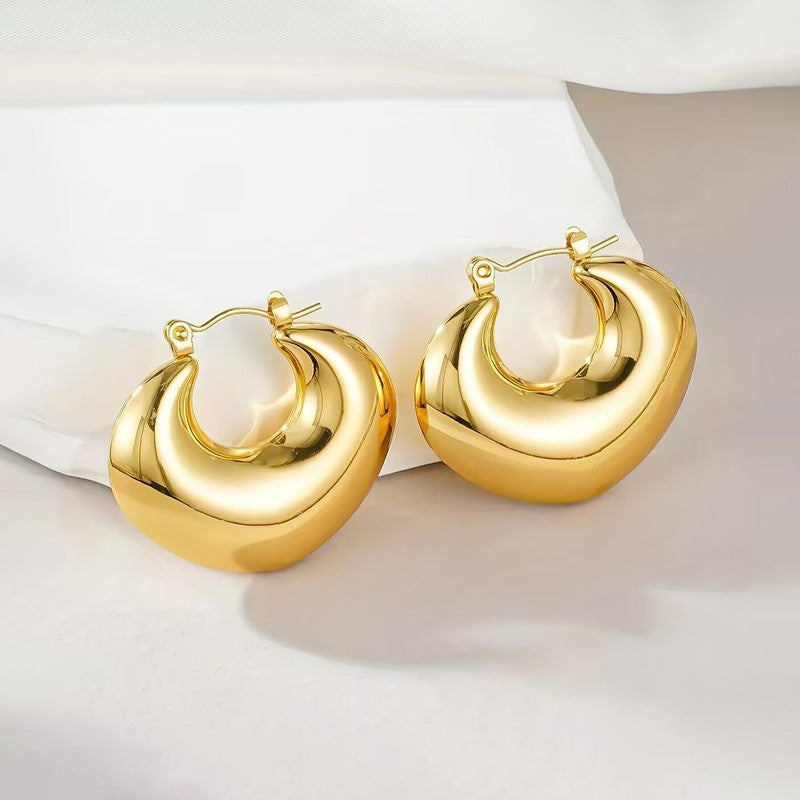 Jewels Galaxy Gold Plated Anti Tarnish Chunky Statement Hoop Earrings