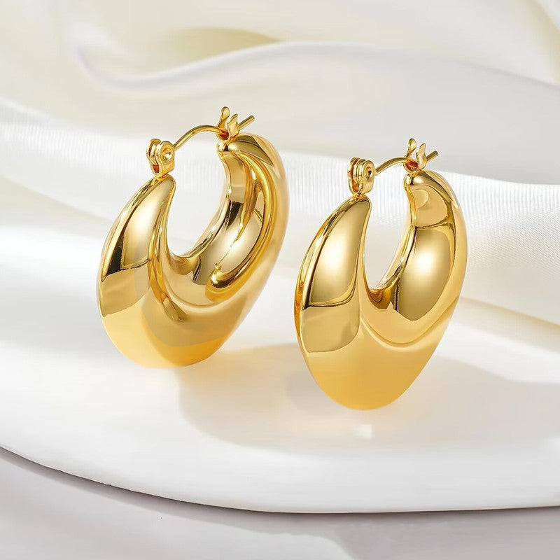 Jewels Galaxy Gold Plated Anti Tarnish Chunky Statement Hoop Earrings