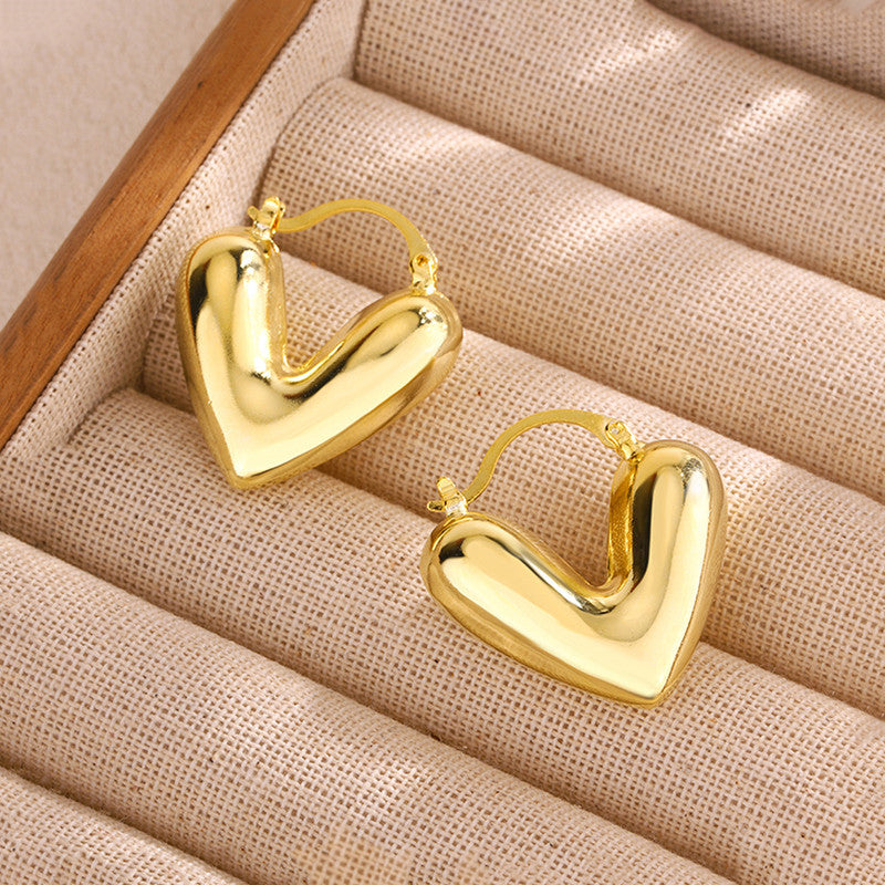 Jewels Galaxy Gold Plated Anti Tarnish Heart Themed Earrings