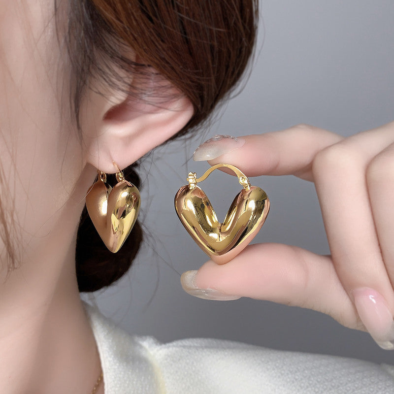 Jewels Galaxy Gold Plated Anti Tarnish Heart Themed Earrings