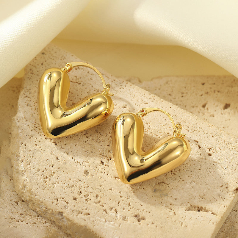Jewels Galaxy Gold Plated Anti Tarnish Heart Themed Earrings