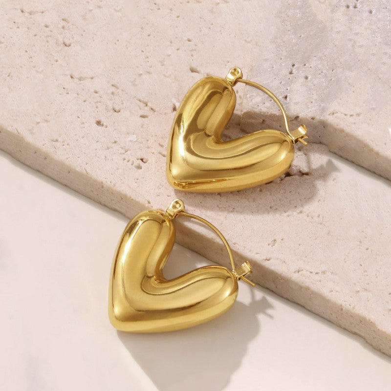 Jewels Galaxy Gold Plated Anti Tarnish Heart Themed Earrings