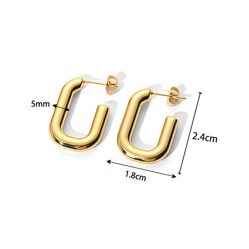 Jewels Galaxy Gold Plated Anti Tarnish Geometrical Statement Hoop Earrings