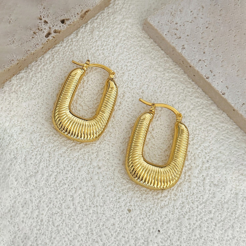 Jewels Galaxy Gold Plated Anti Tarnish Geometrical Statement Hoop Earrings
