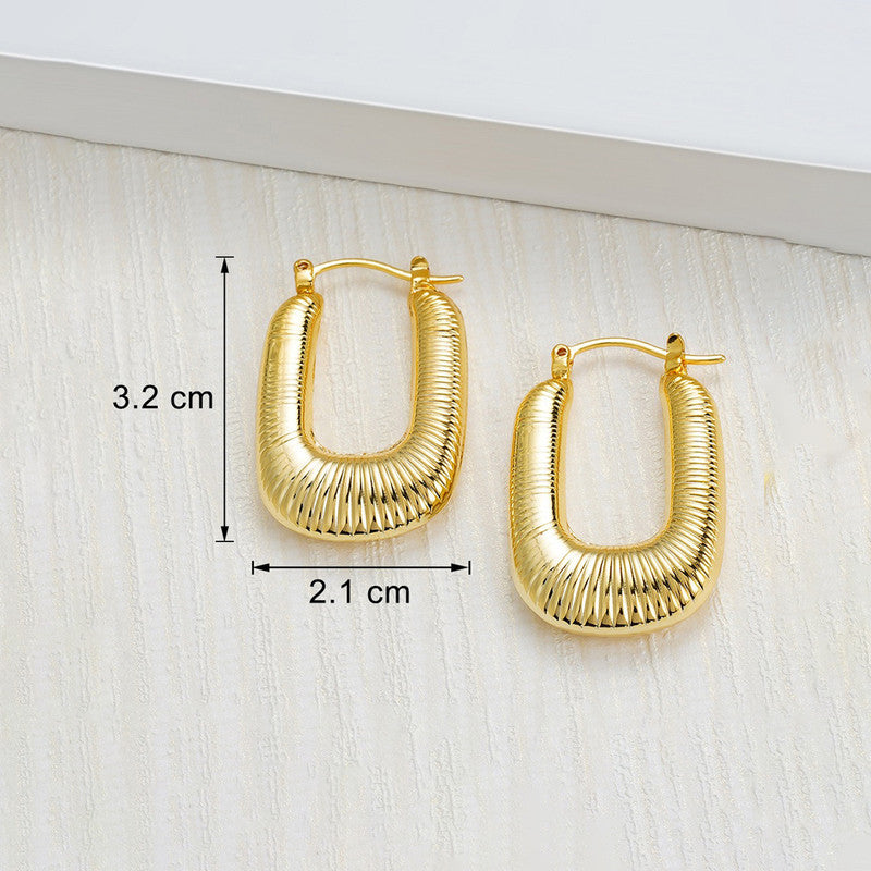 Jewels Galaxy Gold Plated Anti Tarnish Geometrical Statement Hoop Earrings