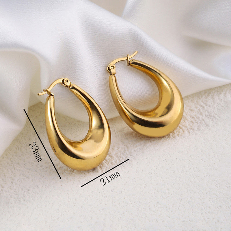 Jewels Galaxy Gold Plated Anti Tarnish Chunky Geometric Statement Hoop Earrings