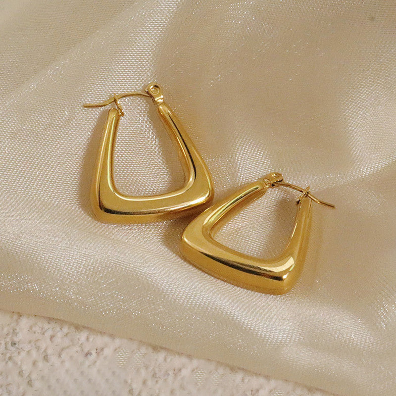 Jewels Galaxy Gold Plated Anti Tarnish Chunky Geometric Statement Hoop Earrings