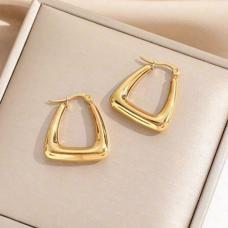 Jewels Galaxy Gold Plated Anti Tarnish Chunky Geometric Statement Hoop Earrings