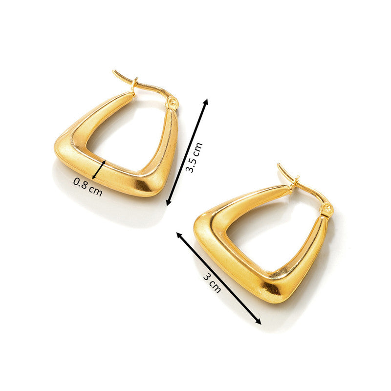 Jewels Galaxy Gold Plated Anti Tarnish Chunky Geometric Statement Hoop Earrings