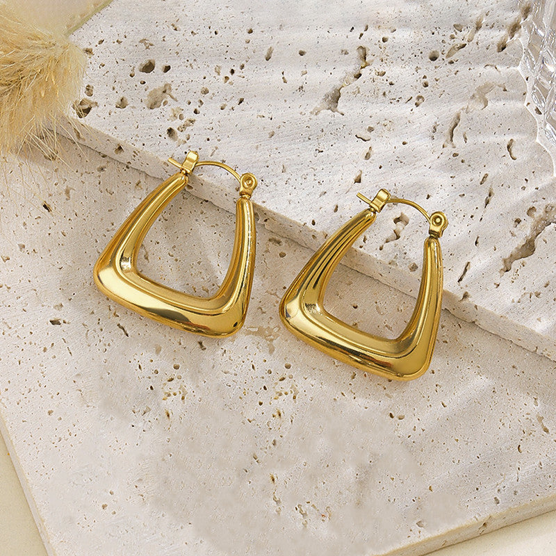 Jewels Galaxy Gold Plated Anti Tarnish Chunky Geometric Statement Hoop Earrings