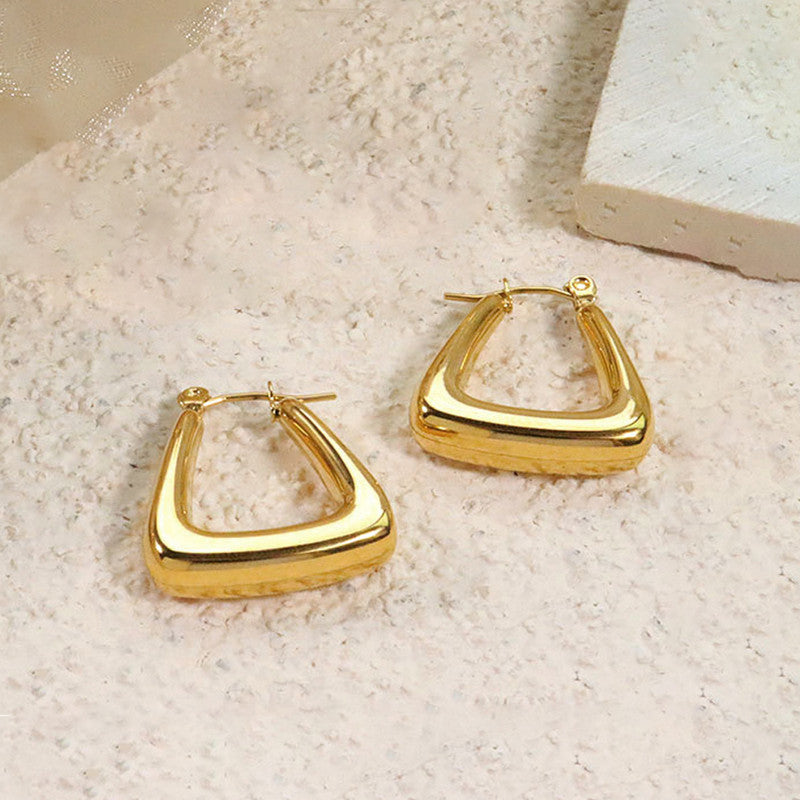 Jewels Galaxy Gold Plated Anti Tarnish Chunky Geometric Statement Hoop Earrings