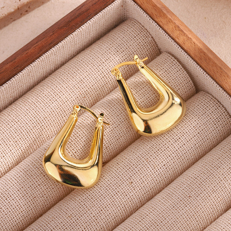 Jewels Galaxy Gold Plated Anti Tarnish Chunky Geometric Statement Hoop Earrings