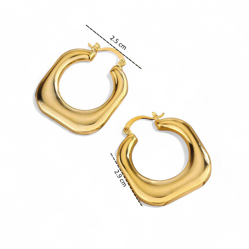 Jewels Galaxy Gold Plated Anti Tarnish Chunky Geometric Statement Hoop Earrings