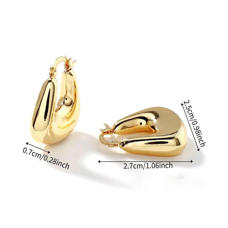 Jewels Galaxy Gold Plated Anti Tarnish Chunky Geometric Statement Hoop Earrings