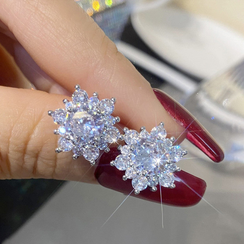 Jewels Galaxy Silver Plated Stainless Steel Anti Tarnish Floral Stud Earrings For Women