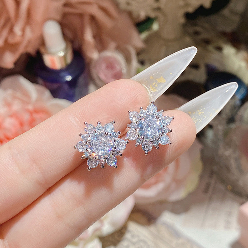 Jewels Galaxy Silver Plated Stainless Steel Anti Tarnish Floral Stud Earrings For Women