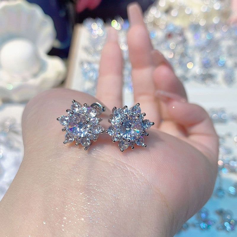 Jewels Galaxy Silver Plated Stainless Steel Anti Tarnish Floral Stud Earrings For Women