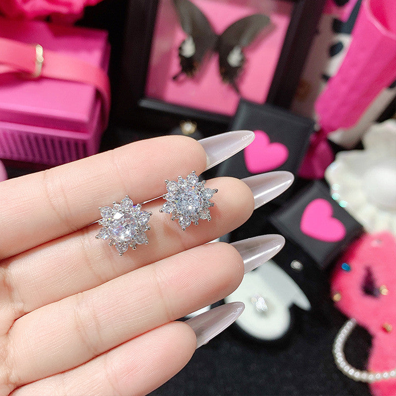 Jewels Galaxy Silver Plated Stainless Steel Anti Tarnish Floral Stud Earrings For Women