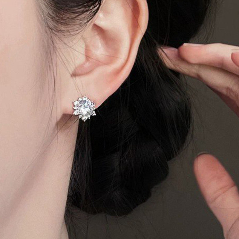 Jewels Galaxy Silver Plated Stainless Steel Anti Tarnish Floral Stud Earrings For Women