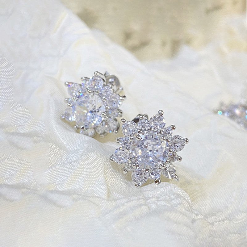 Jewels Galaxy Silver Plated Stainless Steel Anti Tarnish Floral Stud Earrings For Women