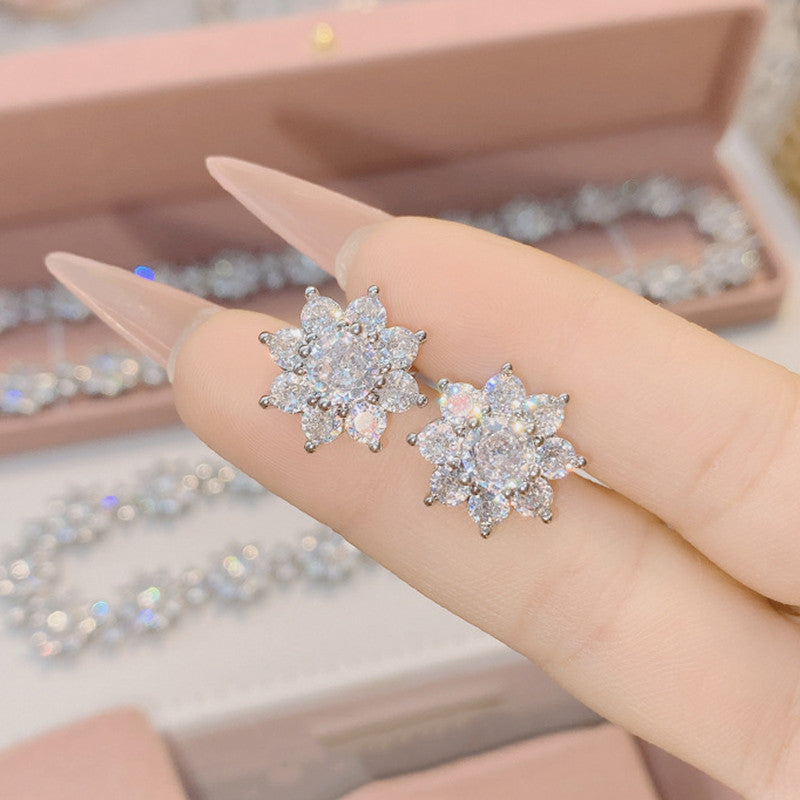 Jewels Galaxy Silver Plated Stainless Steel Anti Tarnish Floral Stud Earrings For Women