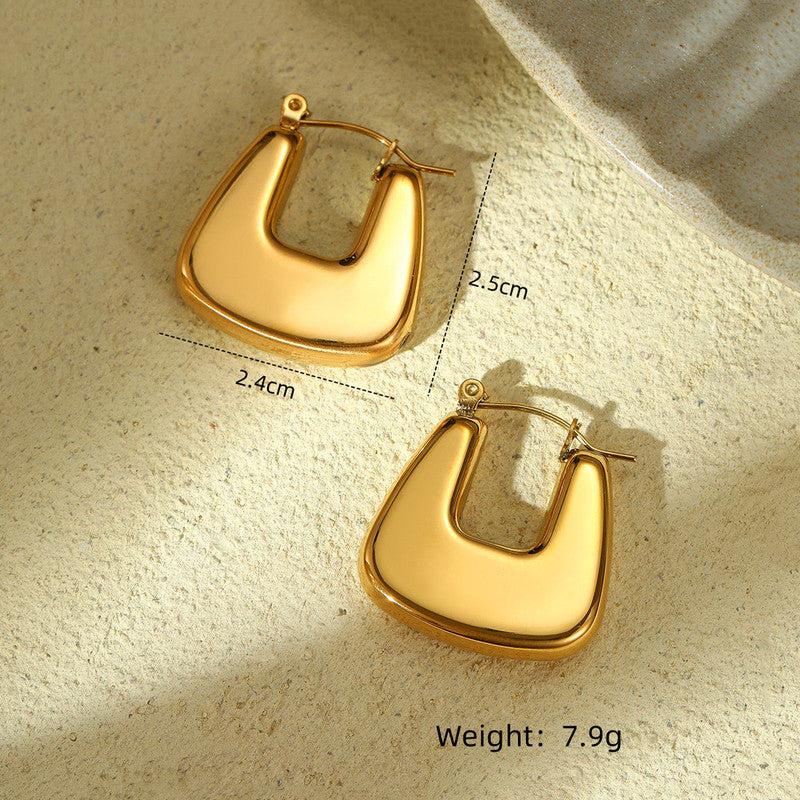 Jewels Galaxy Gold Plated Anti Tarnish Chunky Geometric Statement Hoop Earrings