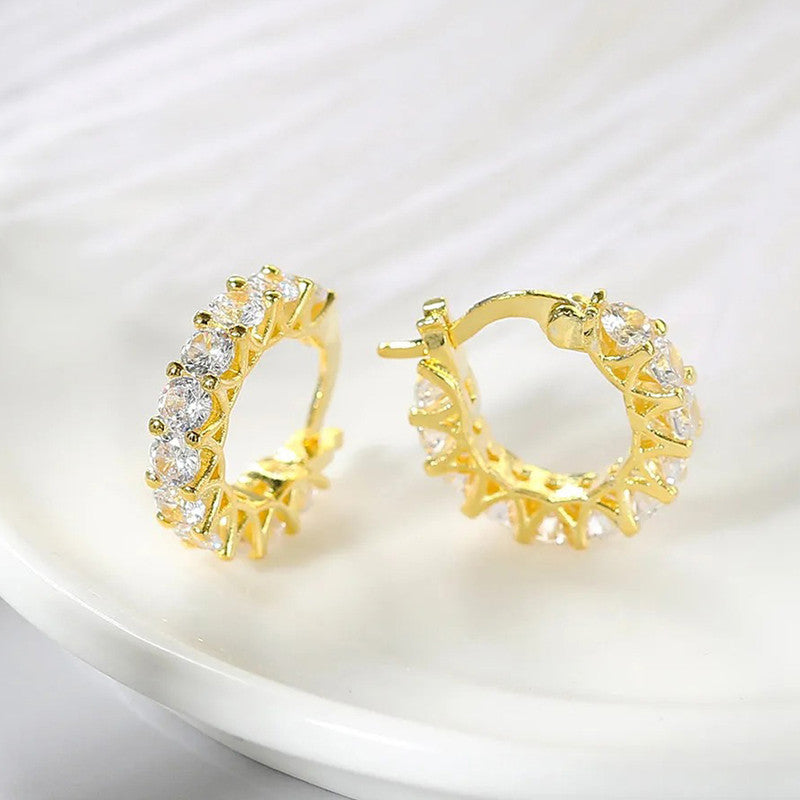 Jewels Galaxy American Diamond Studded Contemporary Beautiful Hoop Earrings