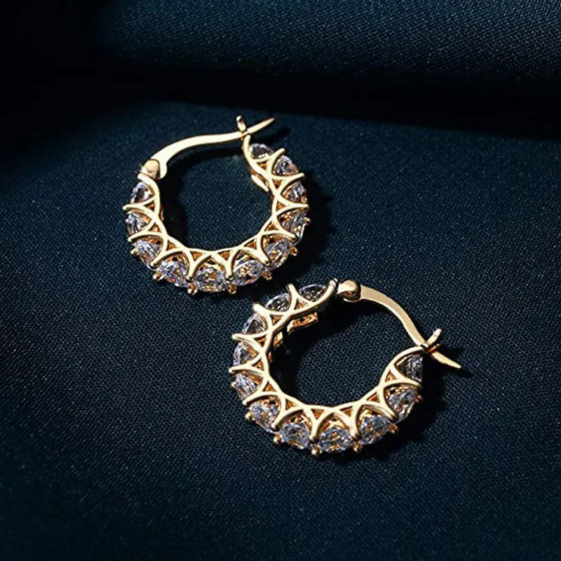 Jewels Galaxy American Diamond Studded Contemporary Beautiful Hoop Earrings