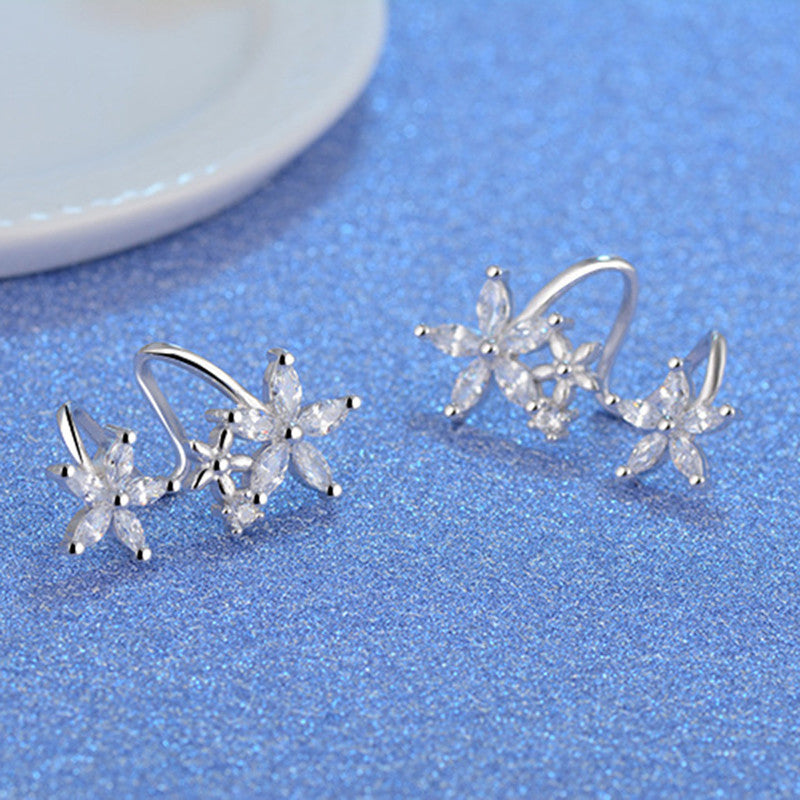Jewels Galaxy American Diamond Studded Triple Star Shaped Earcuffs Style Stud Earrings
