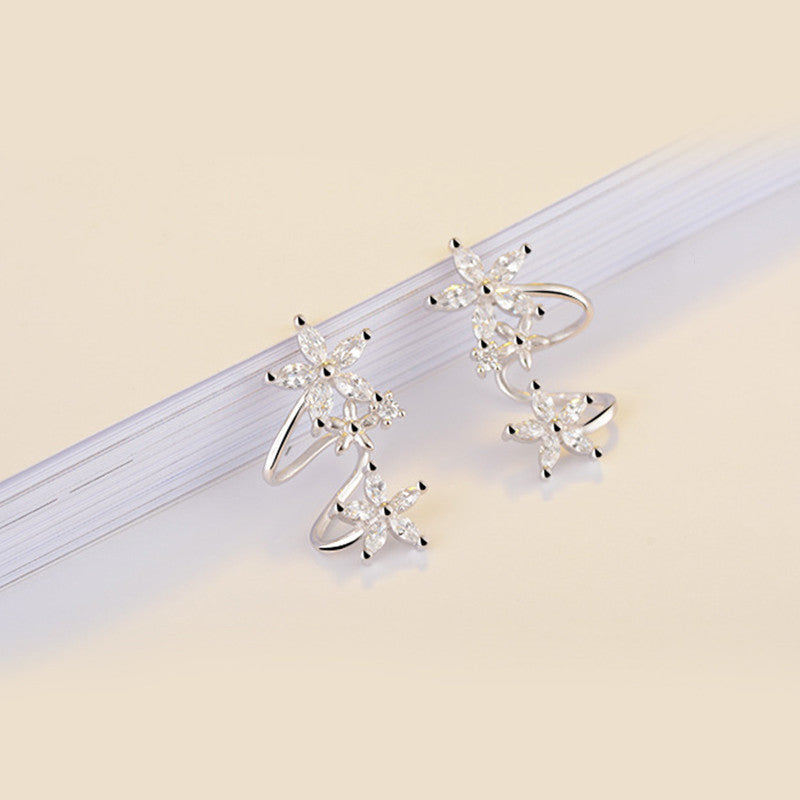 Jewels Galaxy American Diamond Studded Triple Star Shaped Earcuffs Style Stud Earrings