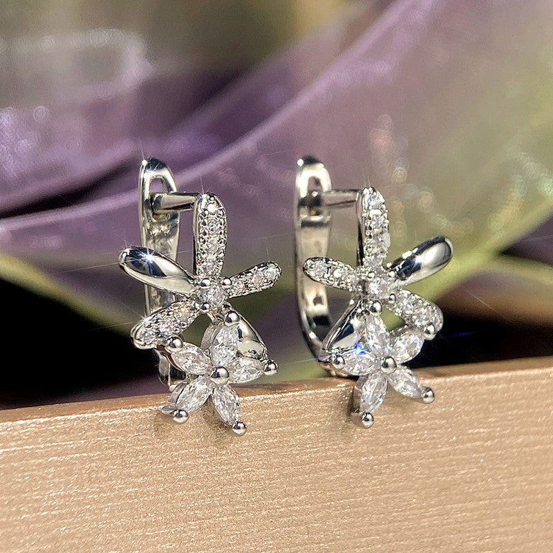 Jewels Galaxy American Diamond Studded Dual Star Shaped Clip-On Earrings